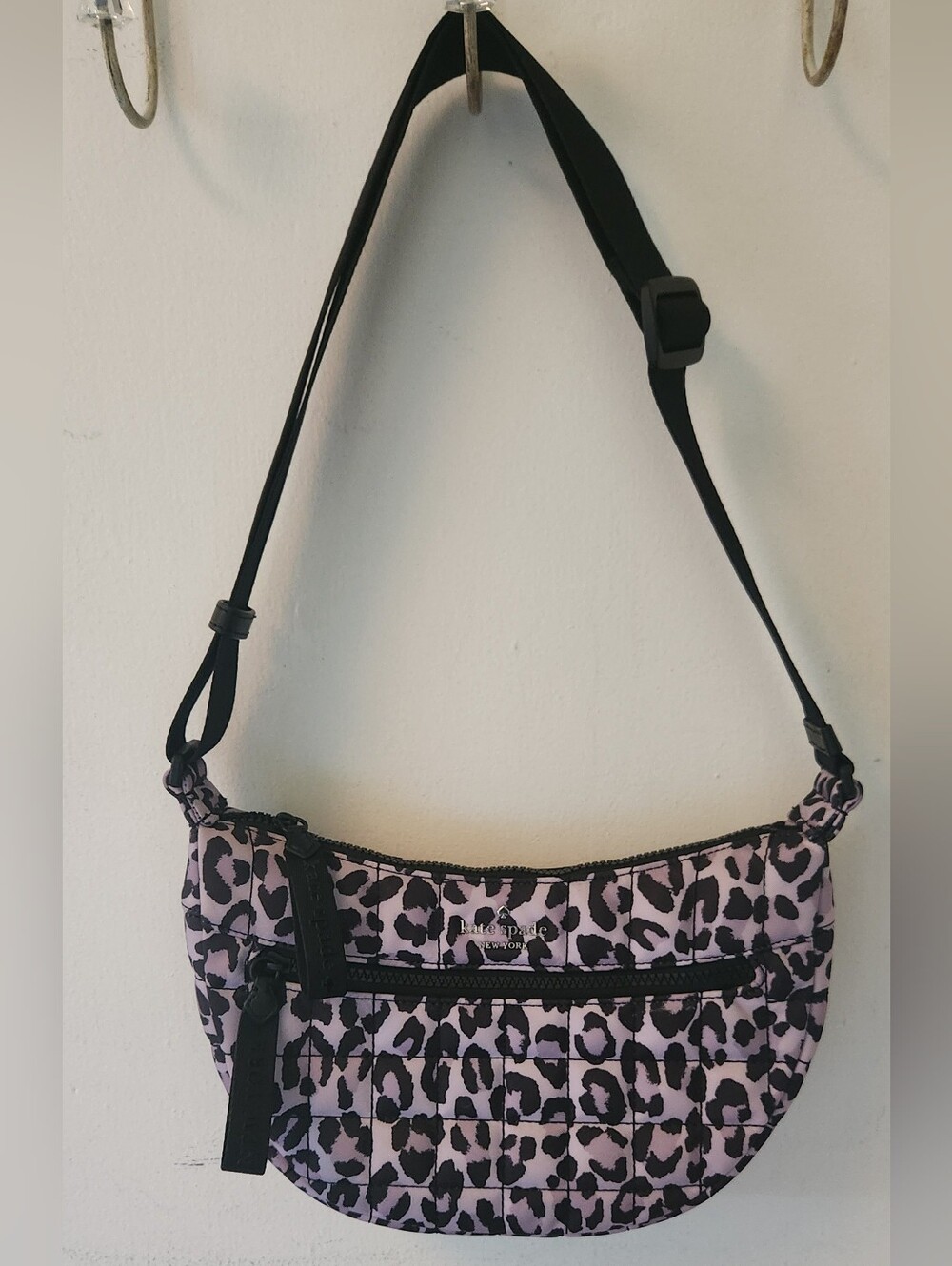 Kate Spade Purple Quilted Leopard Print Crossbody Bag